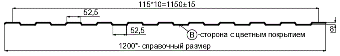 Фото: Профнастил С8 х 1150 - B (ПЭ-01-7024-0.4±0.08мм) в Кашире