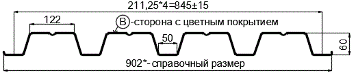 Фото: Профнастил Н60 х 845 - B (PURMAN-20-Tourmalin-0.5) в Кашире