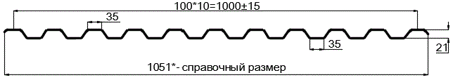 Фото: Профнастил оцинкованный С21 х 1000 (ОЦ-01-БЦ-0.45) в Кашире