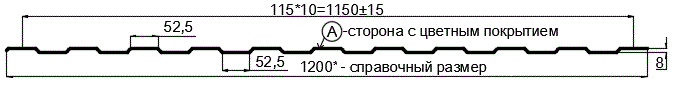 Фото: Профнастил С8 х 1150 - A (ECOSTEEL_T-12-Золотой Орех-0.45) в Кашире