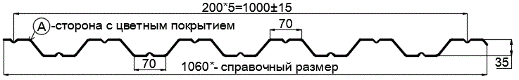 Фото: Профнастил НС35 х 1000 - A (PURMAN-20-Tourmalin-0.5) в Кашире