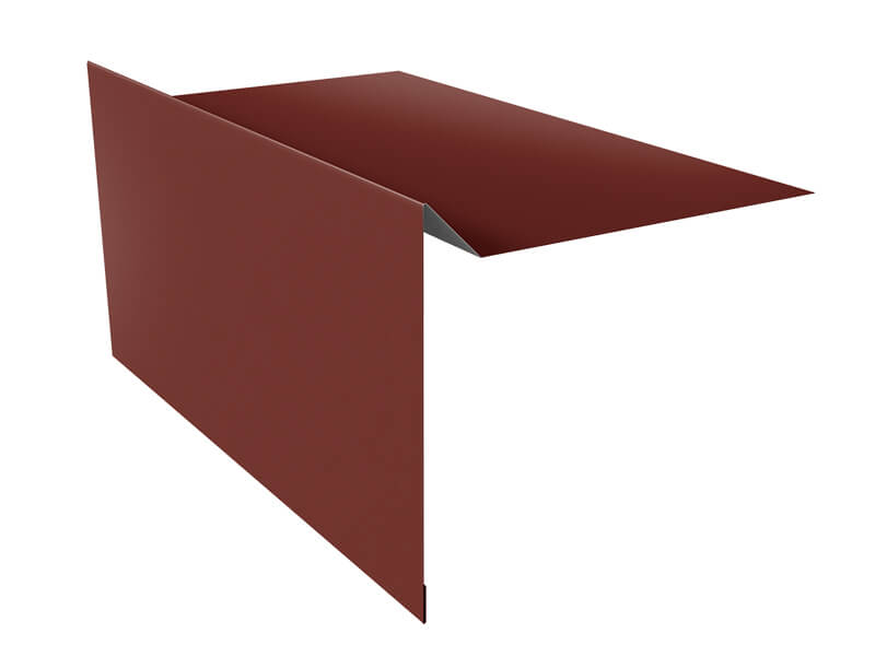 Планка ветровая для мягкой кровли 100х20х70 0,5 Satin с пленкой RAL 3009 оксидно-красный (2м)